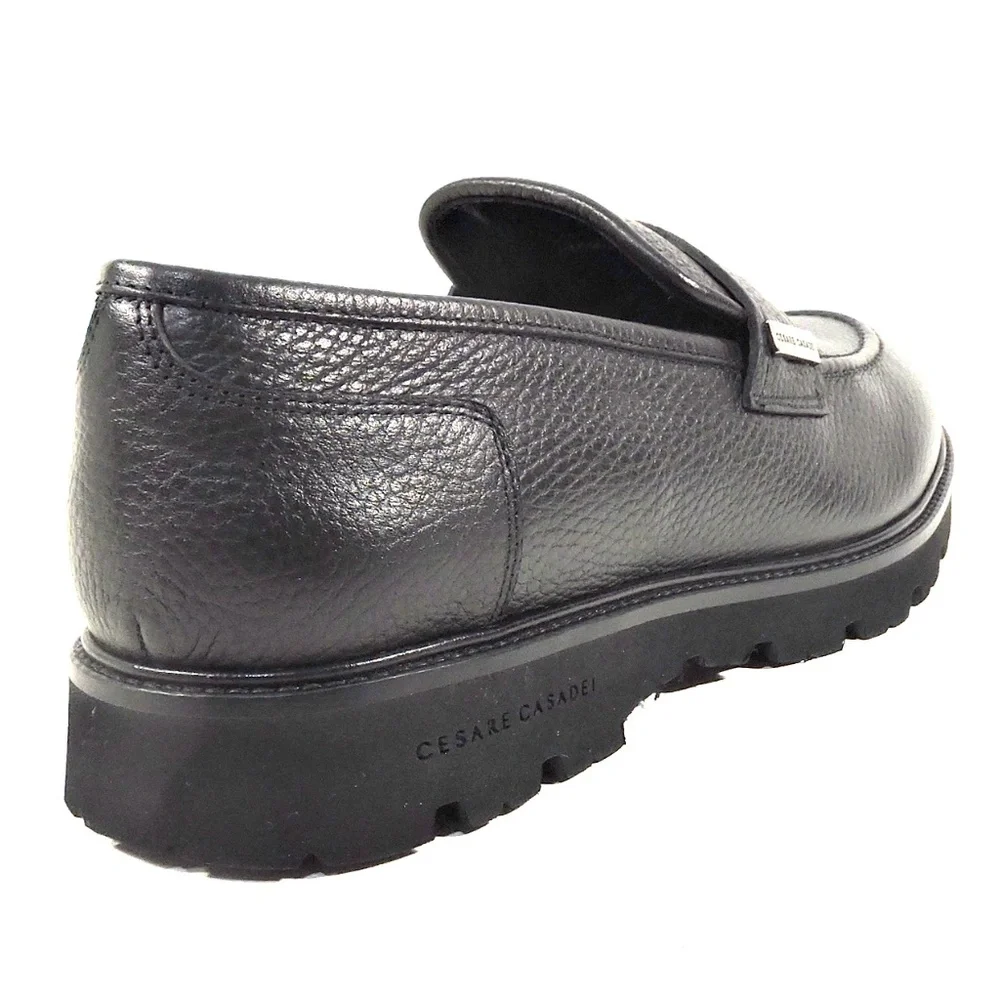 CASADEI 🇮🇹 MEN'S BLACK SOFT LEATHER COMFORT LOAFERS - Picture 5 of 8